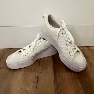 White Canvas Adidas 9 Nizza platform sneakers